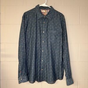 Carbon2Cobalt Long Sleeve Button-Up Shirt in Blue Confetti Sprinkle Men’s Large